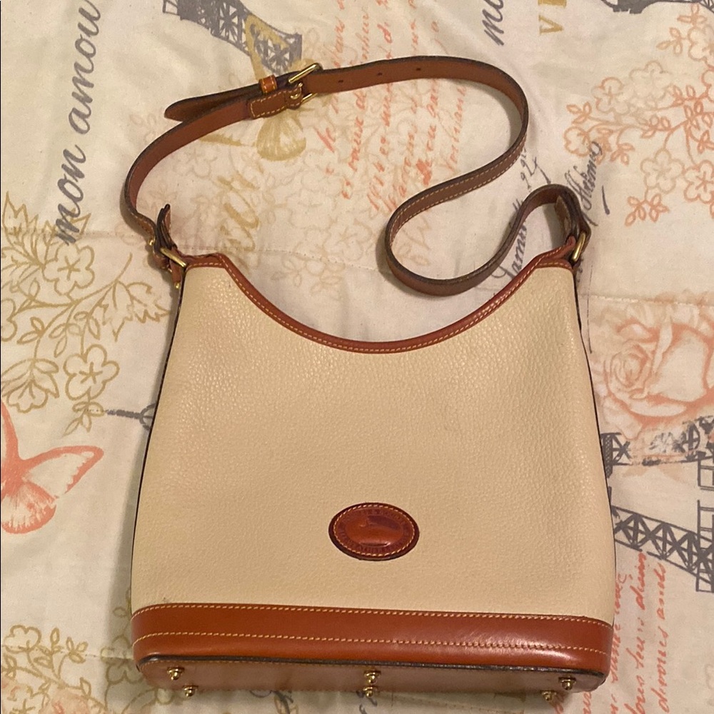Dooney & Bourke Cream and Brown Hobo Shoulder Bag